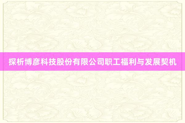 探析博彦科技股份有限公司职工福利与发展契机
