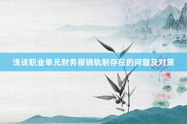 浅谈职业单元财务报销轨制存在的问题及对策